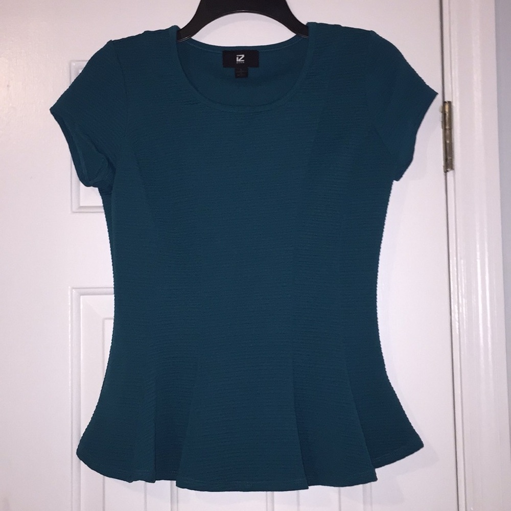 Dark teal flounce blouse | IZ Byer